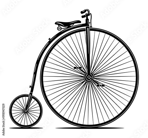 Penny Farthing Bicycle - Vintage Vector Illustration