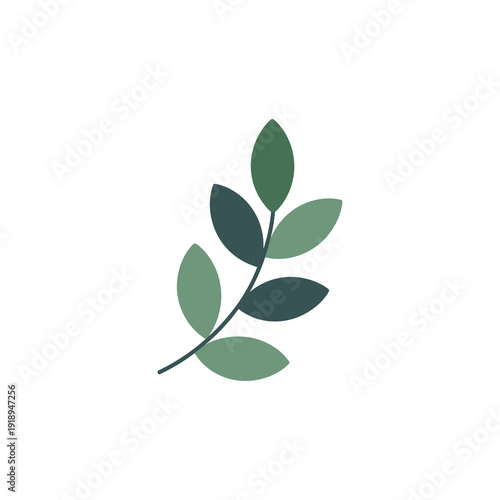 Wallpaper Mural Minimalist green leaf branch symbol on a clean white background Torontodigital.ca