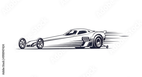 Racing Car Speeding Down Track.