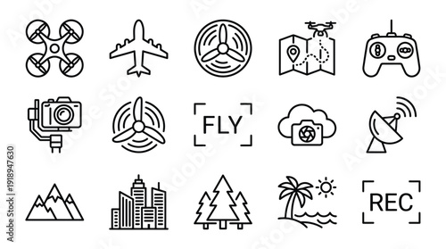 Renewable Energy Icons: Solar Panels, Wind Turbines, and Sustainable Power Generation Symbols Collection