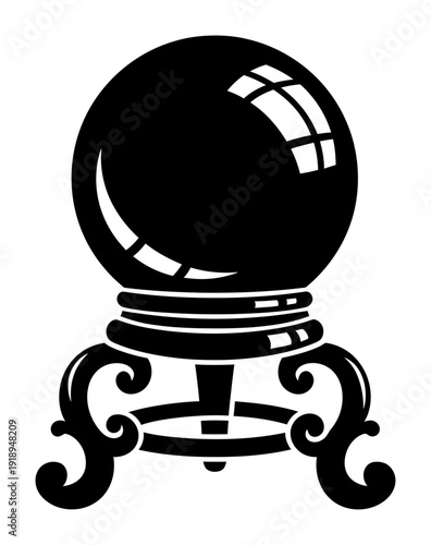 Crystal Ball Illustration - Vector Stencil Art