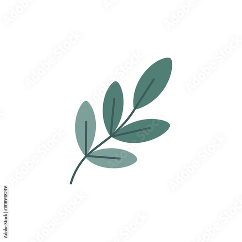 Light green foliage branch flat icon on a pristine white surface