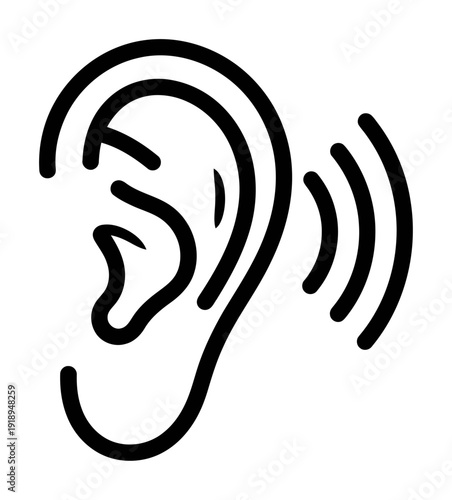 Ear with Sound Waves - Hearing Icon