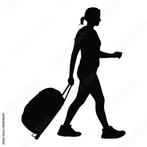 Backpacker Traveler Vector, Silhouette, Illustration