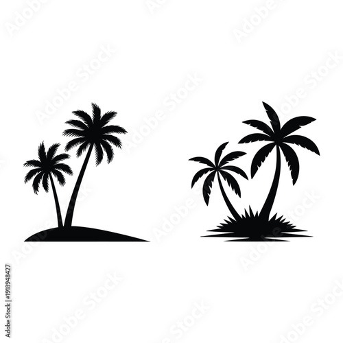 Wallpaper Mural Beach & Island Vector, Silhouette, Illustration Torontodigital.ca