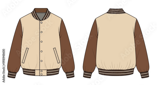 Varsity jacket illustration front and back view.