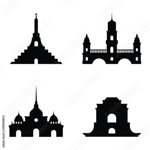Cultural Travel Vector, Silhouette, Illustration