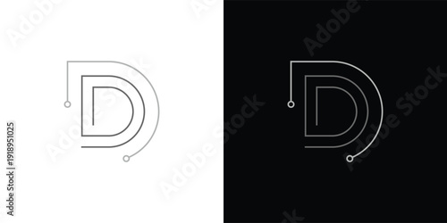PrintThe letter 'D' with a touch of modern, minimalist digital elements