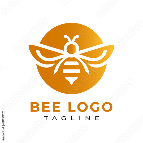 Modern bee logo icon with circular badge design minimalist vector emblem for honey brand apiary organic business identity