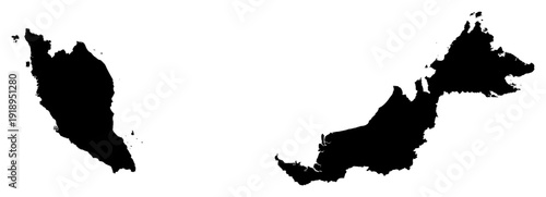 Black Silhouette Malaysia Map Asian Country