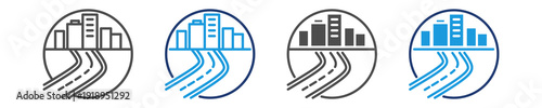 roads icon set multiple style