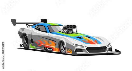 Racing Car with Colorful Stripes.