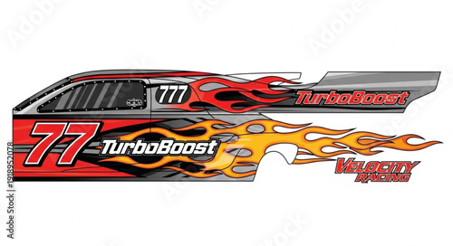 Racing Car with Flames Design.