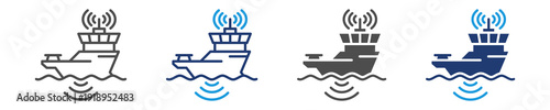 hydrographic survey icon set multiple style