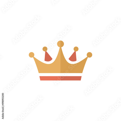 Simple golden crown icon with red base on white background