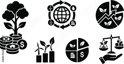 Sustainable investment portfolio icon showing asset diversification