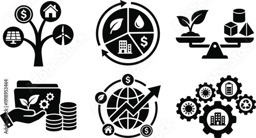Sustainable investment portfolio icon showing asset diversification