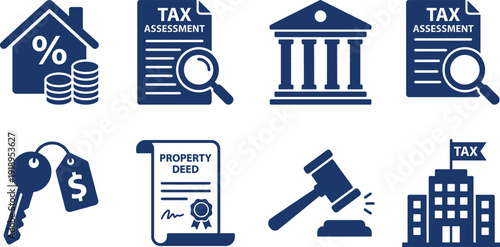 Real estate property tax vector icons for financial business