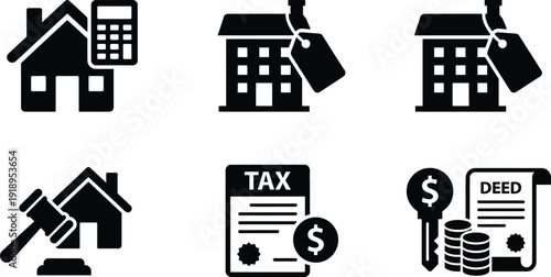 Real estate property tax vector icons for financial business