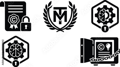 Intellectual property asset protection icon vector illustration