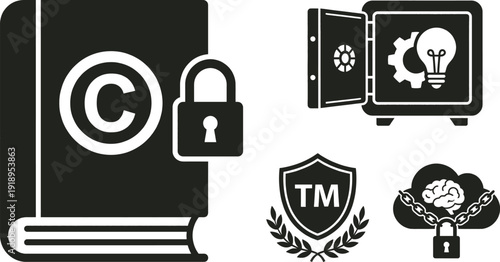 Intellectual property asset protection icon vector illustration