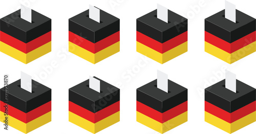 German Election Ballot Box Icon Set with National Flag Colors for Political Voting Campaigns, Government Democracy Presentations, Germany News Media, and Legislative Illustration Designs
