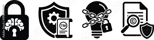 Intellectual property asset protection icon vector illustration