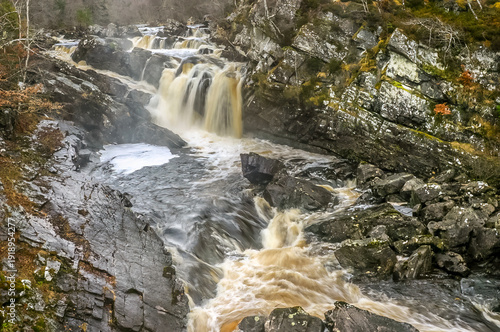 Rogie Falls, series of waterfalls on the Black Water, a river in Ross-shire in the Highlands of Scotland