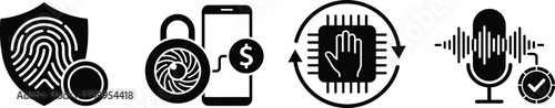 Biometric security icon for digital wallet protection concept