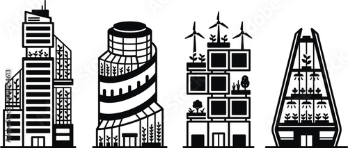 Vertical urban farm building line icon vector illustration