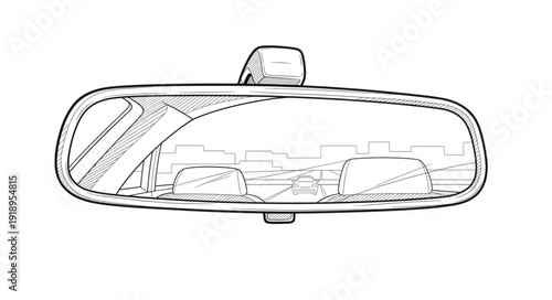 Rear View Mirror Illustration Vehicle.