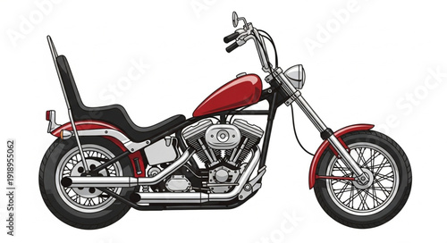 Red and Black Motorcycle Illustration.