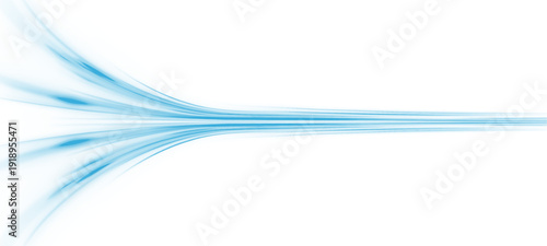 Futuristic neon laser blue lines flow through city road, highway traffic. Light motion wave produces energy speed, leaving glowing trail. Flow cool water turns into liquid ice. Vector png illustration