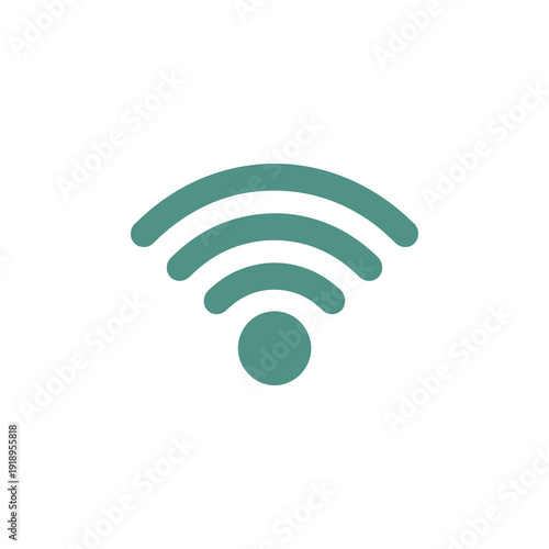Simple teal wireless internet connection icon presented on a clean white background