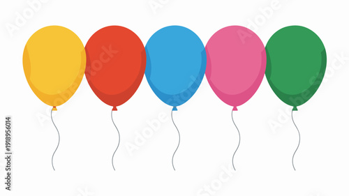 Festive Balloons Floating Celebration: Vibrant Colorful Balloon Set in Party Scene for Joyful Occasions, Birthday Decorations and Event Design, Cartoon Style Graphic Resource, Cheerful Celebratory The