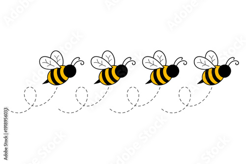 Bumble Bees Flying: Cartoon Insects Pollinating, Buzzing Through Meadow, Honeycomb Production & Nature's Harmony; Hand-Drawn Illustration For Children's Book, Spring Themed Design, Eco-Friendly, Wildl