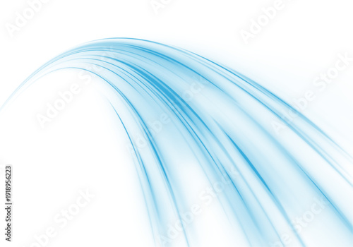 Futuristic neon laser blue lines flow through city road, highway traffic. Light motion wave produces energy speed, leaving glowing trail. Flow cool water turns into liquid ice. Vector png illustration