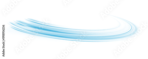 Neon laser blue speed line move across city highway road. Light wave forms motion, futuristic energy trail, guiding traffic flow with glowing direction. PNG vector. Strong wind created whirlwind.