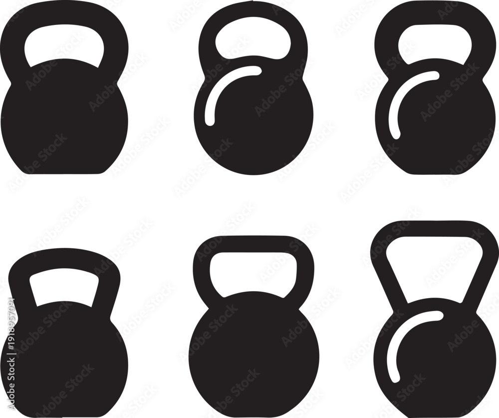 Fototapeta premium Kettlebell Silhouette Vector Icon, Kettlebell Silhouettes