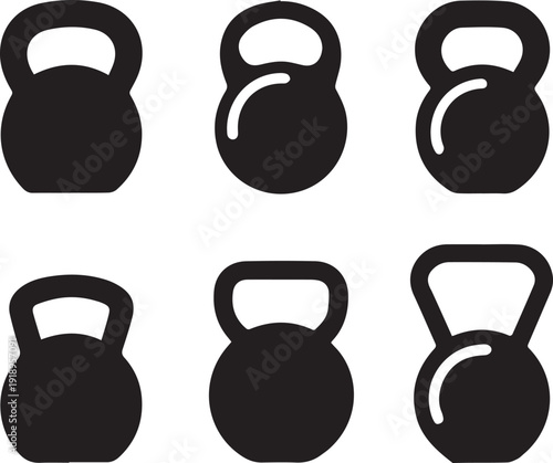 Kettlebell Silhouette Vector Icon, Kettlebell Silhouettes