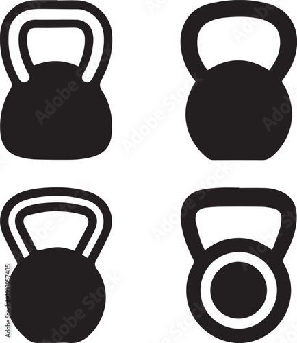 Kettlebell Silhouette Vector Icon, Kettlebell Silhouettes