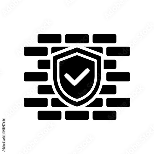 Cyber security firewall. Filled style.