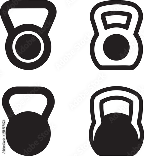 Kettlebell Silhouette Vector Icon, Kettlebell Silhouettes