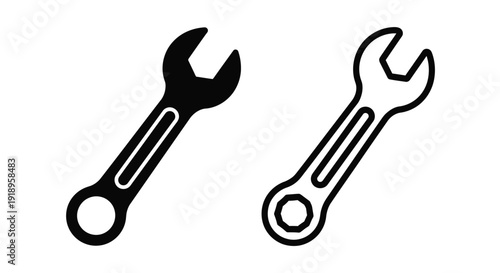 Two black wrench icons displayed side by side on a white background