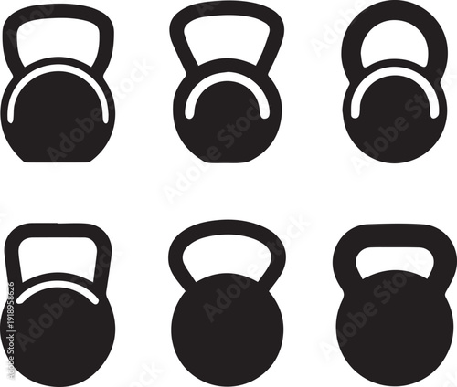 Kettlebell Silhouette Vector Icon, Kettlebell Silhouettes