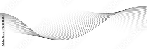 Abstract wavy lines pattern flowing smooth curve halftone gradient. Dynamic wave line pattern isolated on transparent background. Editable stroke vector background