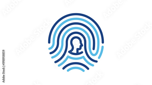 Fingerprint Icon Unique Human Identity d flat vector isolated white background