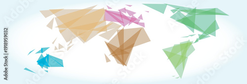 Abstract world map with geometric shapes. Vector illustration.