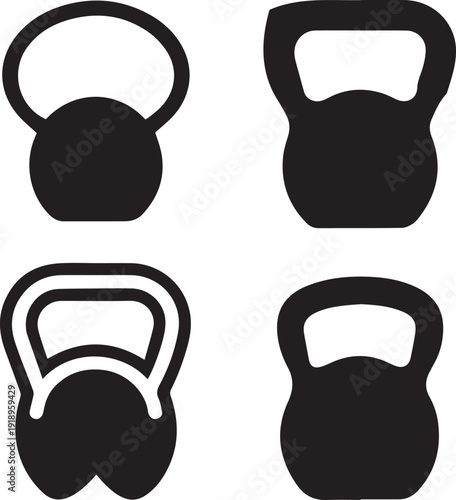 Kettlebell Silhouette Vector Icon, Kettlebell Silhouettes