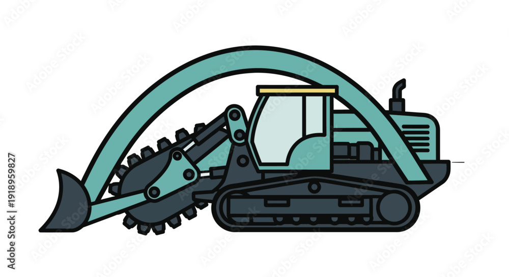 Fototapeta premium Vector illustration of a rock saw machine heavy construction equipment isolated on white